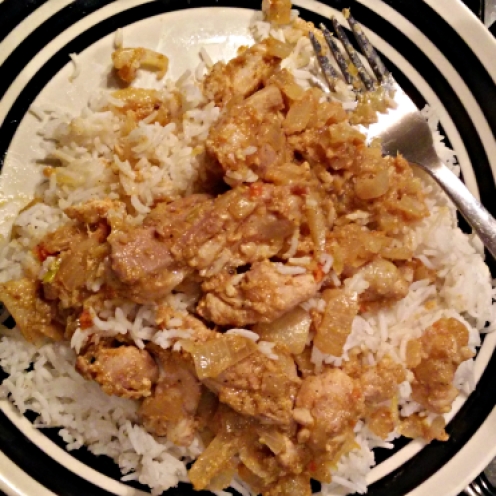 Black pepper chicken curry and rice