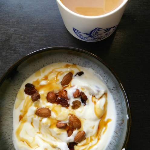 Yoghurt wth honey, dried fruit and nuts