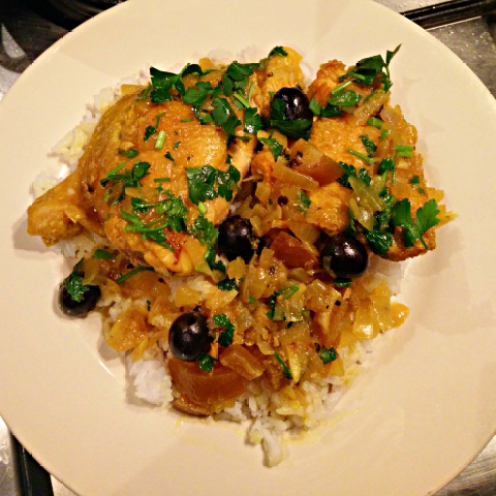 Chicken tagine with olives and preserved lemon